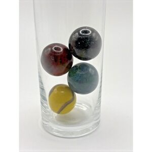 4 Vintage Swirl Shooter Marbles Bumblebee Red Blue 1" Toy Game